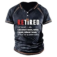 T-Shirts for Men,Plus Size Fashion Summer Short Sleeve Button Top Printed Casual Trendy Tees Blouse T Shirt