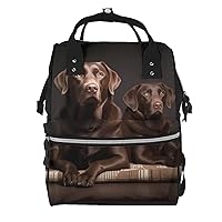 Brown Labrador Retriever Print Diaper Bag Multifunction Laptop Backpack Travel Daypacks Large Nappy Bag