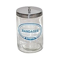 Grafco Labeled Glass Sundry Jar - Bandages with Lid, Apothecary Medical Supplies - 3454A B