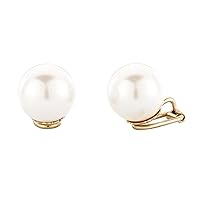 Traveller® Jewellery Clip-on Earrings - 22 Carat Gold-Plated or Rhodium-Plated - Pearl Diameter 14 mm