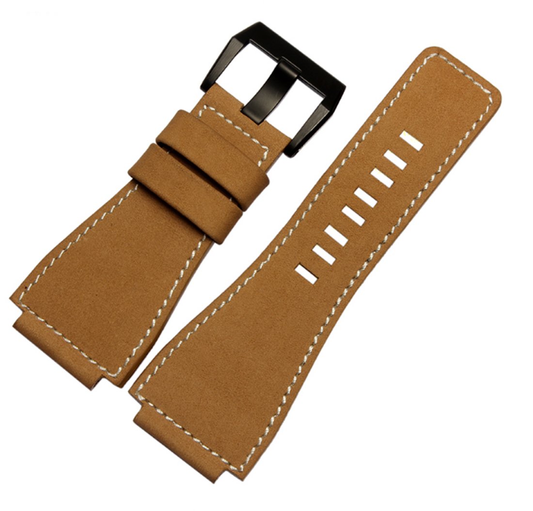 35mmx24mm Convex mouth Leather watch bands Buckle Strap Fit For Bell Ross BR01 / BR03