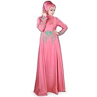 Shamila Pink Rayon Muslim Woman Clothing Gown Dress AY-423