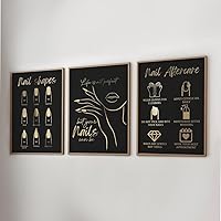 Nails Guide Canvas Painting 3 Pieces Nail Shapes Nails Care Advice Posters Prints Wall Art Pictures for Manicure Salon Beauty Salon Decor with Wooden Inner Frame