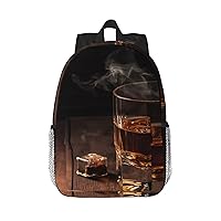 Cigar & Whiskey Print Backpack for Women Men Lightweight Laptop Bag Casual Daypack Laptop Backpacks 15 Inch