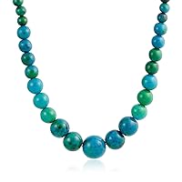 Elegant Simple Graduated Round Created Semi Precious Gemstone Bead Ball Strand Necklace Jewelry For Women 16-18 Inch Stone 12 to16MM