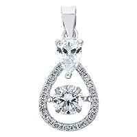 925 Sterling Silver Unisex CZ Cubic Zirconia Simulated Diamond Teardrop Charm Pendant Necklace Measures 20.7x9.6mm Wide Jewelry for Women