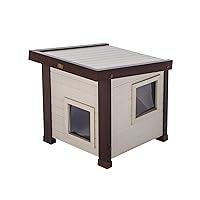 New Age Pet® ECOFLEX® Albany Outdoor Feral Cat House for Multiple Cats with Quick & Easy Assembly, 2 Vinyl Door Flaps Included, Moisture and Odor Resistant