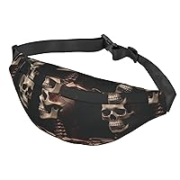 Fanny Pack For Men Women Casual Belt Bag Waterproof Waist Bag Three Skulls Of Love Performance Running Waist Pack For Travel Sports