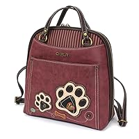 Chala Handbags Paw Print Convertible Backpack Purse Dog Lover, 10.5'' x 10.5'' x 4''