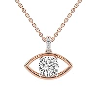 FRIENDLY DIAMONDS Lab Grown Diamond Dangling Pendant Necklace | 0.75 Carat – 6 Carat Evil Eye Charm IGI Certified Diamond Necklace |14K Or 18K White, Yellow Or Rose Gold | FG-VS1-VS2 Quality