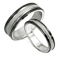 Gemini Free Engrave His and Her Black Valentines Day Gift Promise Rings Couple Matching Titanium Wedding Set