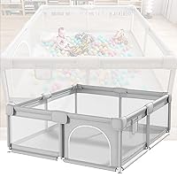 Baby Playpen, Large Safety Playard for Toddlers, Baby Fence with Breathable Net and Zipper Door, Indoor Outdoor Kids Activity Center Playpen 120×120cm 120×160cm 180×200cm,Grey-120×160cm