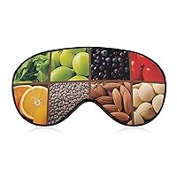 Squares of Fruits and Vegetables Eating Printed Eye Mask Soft Blindfold Eyeshade Cover with Adjustable Strap for Travel Sleeping