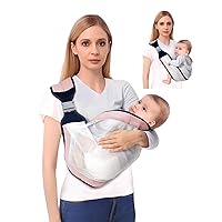 Baby Sling Carrier,Baby Carrier Newborn to Toddler, Adjustable Mesh Breathable Carrier, Infant Hip Seat Carrier for Toddler Sling, Nursing Sling Wrap Carries 7-45 Lbs, Pink