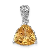 925 Sterling Silver Polished Open back Citrine Pendant Necklace Jewelry for Women