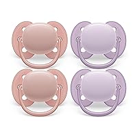 Philips Avent Ultra Soft Pacifier - 4 x Soft and Flexible Baby Pacifiers for Babies Aged 0-6 Months, BPA Free with Sterilizer Carry Case, SCF091/25