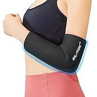 Elbow Ice Pack for Tendonitis and Tennis Elbow, Reusable Cold Compression Ice Pack Wrap Sleeve for Injuries, Calf Compression Sleeve for Pain Relief, Arthritis, Swelling, Golfers Arm (L Black)