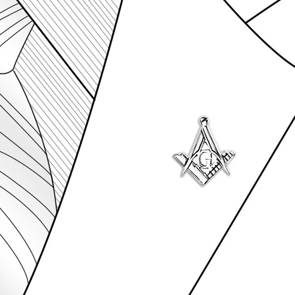 Freemasons Masonic Compass Symbol Lapel Pin Apprentice Square For Men For Women .925 Sterling Silver