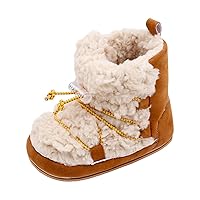 Baby Boy Girl Fleece Booties Warm Socks Soft Sole Stay-On Baby Shoes Toddler First Walker Warm Shoes