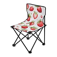 Strawberries White Folding Portable Camping Chairs for Men and Women Lightweight Travel Chairs Ergonomically Designed Fishing Chair for Travel Beach