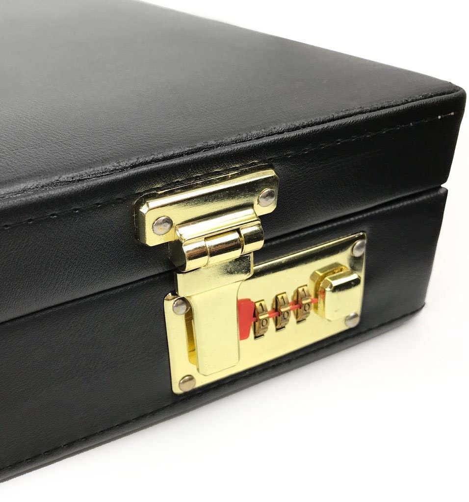 Masonic Regalia MM/WM Mason Apron Hard Case/Briefcase with Yellow Compass (Leather, MM/WM Case)