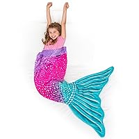 Blankie Tails - Double Sided Mermaid Tail Blanket - Mermaid Blanket for Kids Gift, Parties, and Daily Use - Throw Mermaid Tails for Girls, Rainbow Sweetheart Sparkle