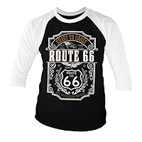 Route 66 Officially Licensed Coast to Coast Baseball 3/4 Sleeve T-Shirt (White-Black)