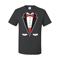 Tuxedo With Bow Tie Funny Humor Tee Graphic Unisex T-Shirt - ( 4XL , Charcoal )