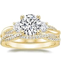 Petite Twisted Vine Moissanite Diamond Ring Set, 2 CT Round Moissanite Engagement Ring Set, Wedding Ring Set, Bridal Ring, Best Ring for Women