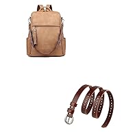 FADEON Genuine Leather Belt for Women and Laptop Backpack