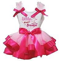Petitebella Little Miss Heart Breaker White Shirt Pink Petal Skirt Set Nb-8y