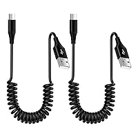 USB Type C to USB-A Cable 3FT 6FT 2Pack,Coiled Samsung Charger Fast Charging for Car,Short USBC Android Auto Cord Compatible Samsung Galaxy S24 A15 5G Z Flip 5 Z Fold 5 A14 A25 A54 A13 A53 S23 FE S22