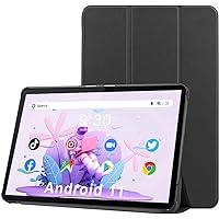 10 inch Android 11 Tablet,RAM 4GB ROM 64 GB with 128GB Expand, Octa Core Tablet,Google Certificated Tablet with IPS HD Touch Screen, 8MP Camera, 2.4G WiFi, BT, Long Battery Life(with Leather Case)