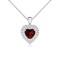925 Starling Silver Garnet Heart-Shape Vintage Pendant With 18