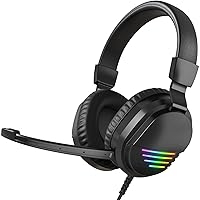 Gaming Headset for Xbox One, PS5, PS4, PC Kids Headphones for School Over-Ear Wired Headphones with Microphone Gaming Headphones with RGB Light