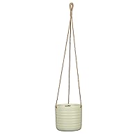 Scheurich 2X Cottage, Hanging Pot Made of Cotton Length 22 in & Ceramics, Colour: Silent Green, 6.5 in Diameter, 6.6 in Hight, 0.7 gl.