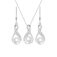 Huacan Pearl Necklace and Earrings set 925 Sterling Silver Freshwater Cultured Bridal Pendant Wedding Jewelry Sets