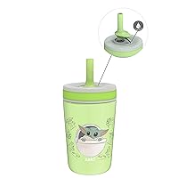 Zak Designs Star Wars The Mandalorian Kelso Toddler Cups For Travel or At Home, 12oz Vacuum Insulated Stainless Steel Sippy Cup With Leak-Proof Design is Perfect For Kids (Grogu/The Child)