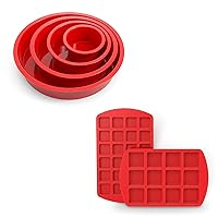 SILIVO 4x Silicone Cake Pans + 2x Silicone Brownie Pans