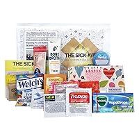 THE SICK-KIT - 15+ Feel Better Essentials for Cold, Flu, Sick Days, Quarantine & Surgery Recovery - The Original Wellness Box - Get Well Soon Gift Set Baskets - Light Care Package 16 pc