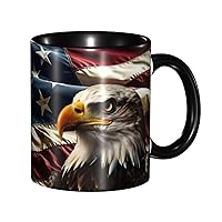 Eagle USA Flag Coffee Mug Funny Ceramic Tea Cup Novelty Gifts for Women Men Home and Office Birthday Microwave Safe 11oz