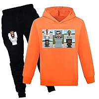 Boys Skibidi Toilet Sweatshirts and Sweatpants Suits Fall Casual Lightweight Hip Hop Hoodie 2 Piece Outfits for 2-16Y