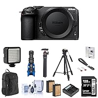 Nikon Z 30 DX-Format Mirrorless Camera Bundle with 128GB SD Card, Backpack, 2X Battery, Charger, Video Tripod, Wrist Strap, Mic, Screen Protector, Octopus Tripod, LED Light, Cleaning Kit