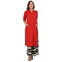 Indian designer Straight shape with regular style solid kurti for womens with 3/4 sleeve