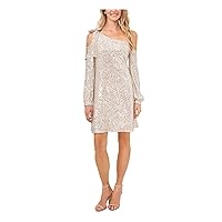 CeCe womens One Shoulder Ruffled Sequin Dress