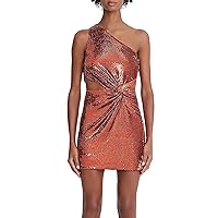 HALSTON Womens Sequined Mini Cocktail and Party Dress Orange 12