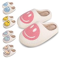Smile Face Slippers for Girls Boys, Cute Soft Plush Anti-slip House Kids Girls Slippers with Memory Foam Warm Cartoon Happy face Shoes for Indoor Outdoor