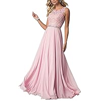 Women's Appliques Chiffon Prom Dress Long Beaded Evening Party Gowns
