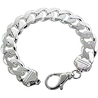 Sterling Silver Thick 9-17 mm Curb Link Bracelets Nickel Free Italy 7-10 inches