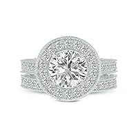 3 Carat TW Round Lab Grown Diamond Bridal Set in 14K White Gold